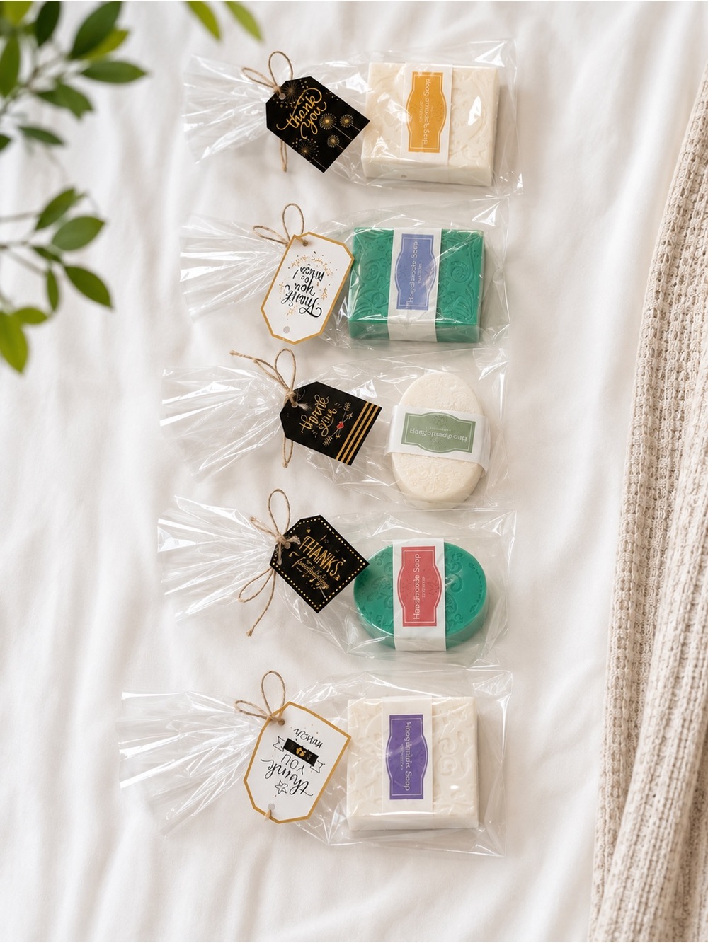 Handmade Bath Soap Gift Set - Green & White